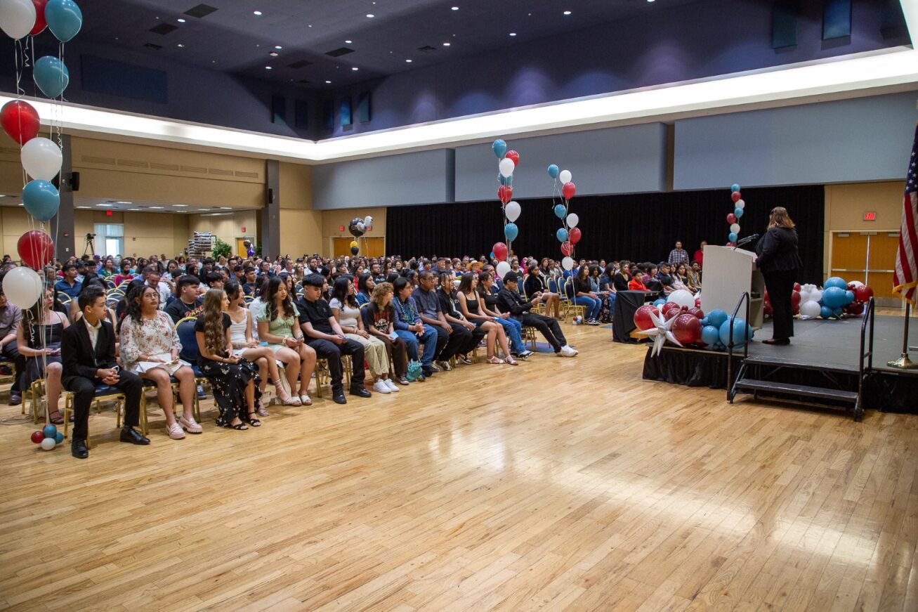 TUVA 8th graders sit during the ceremony